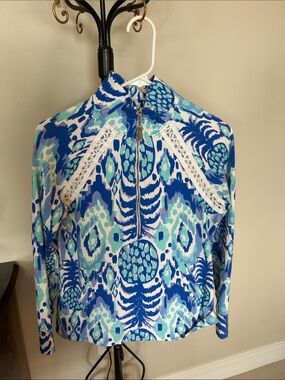 Lilly Pulitzer Blue, Teal & Purple Printed zip jacket